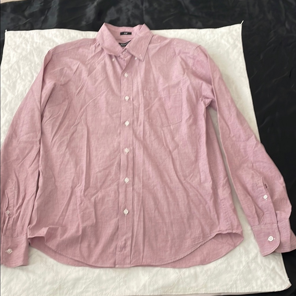 Casual Pink Button Down Shirt with Long Sleeves and Checkered Pattern Slim fit